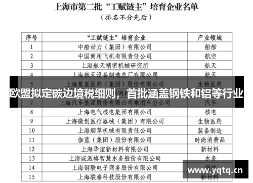 欧盟拟定碳边境税细则，首批涵盖钢铁和铝等行业